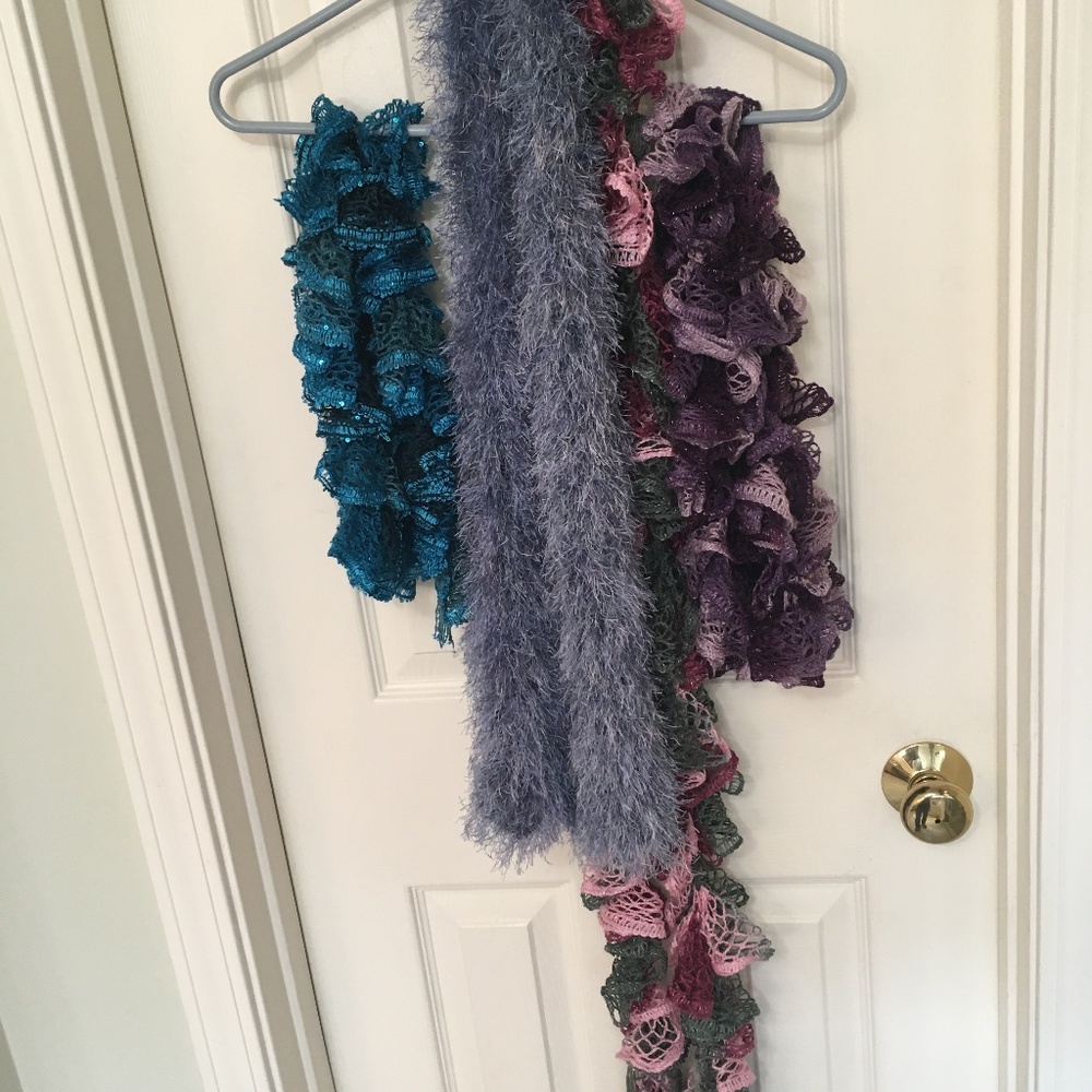 Four handmade neck scarves